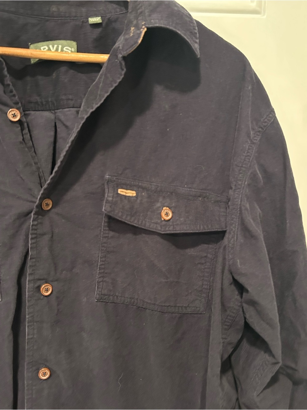 ORVIS Men's FAIRBANKS Corduroy Button Down Shirt Large Navy Blue Long Sleeve - Picture 6 of 16